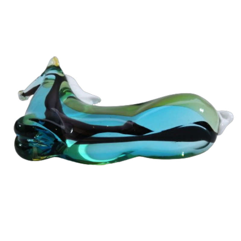 Murano  Sommerso Art Glass Beautiful Large Blue Striped Horse