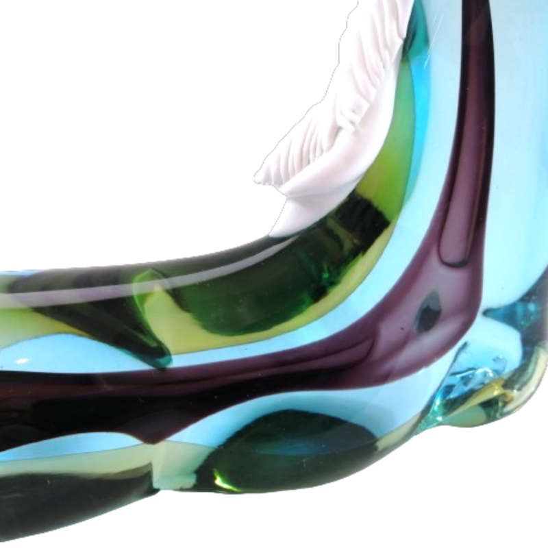 Murano  Sommerso Art Glass Beautiful Large Blue Striped Horse