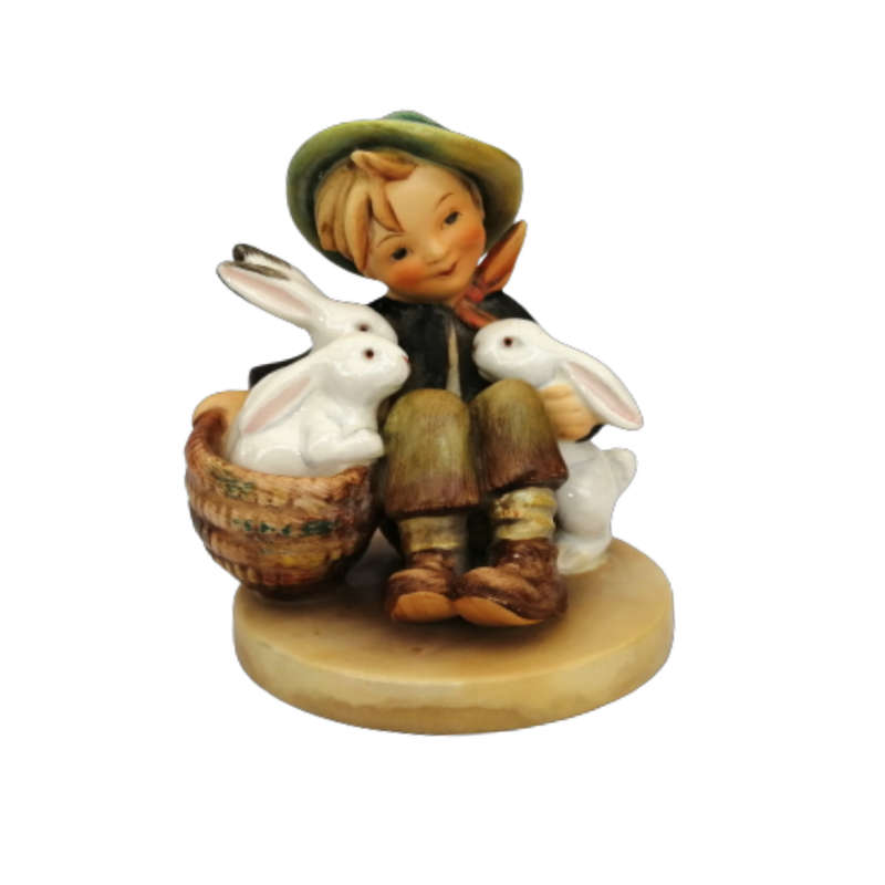 Hummel Goebel figurine Playmates - Boy with Rabbits, Western Germany