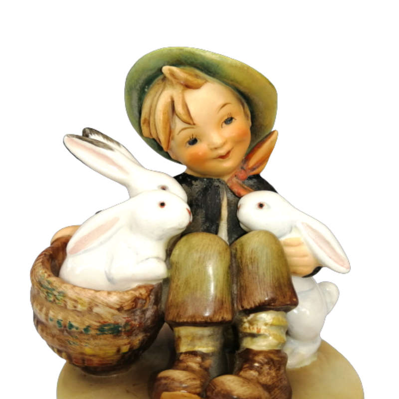 Hummel Goebel figurine Playmates - Boy with Rabbits, Western Germany