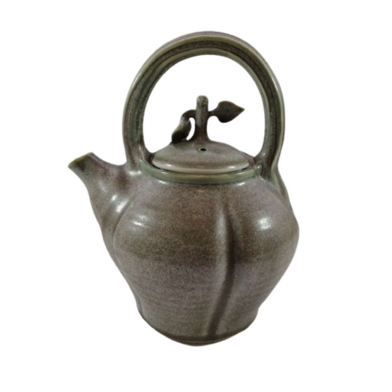 Green Glazed pottery Hand Made Tea Pot Milk Jug and Sugar Bowl