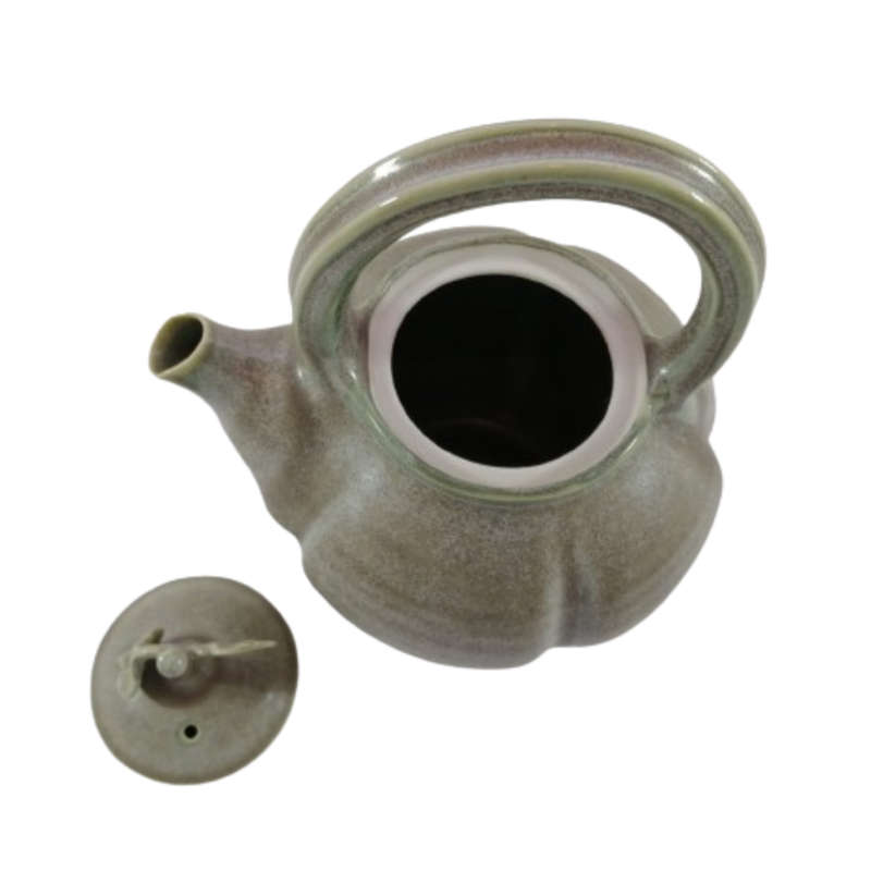Green Glazed pottery Hand Made Tea Pot Milk Jug and Sugar Bowl