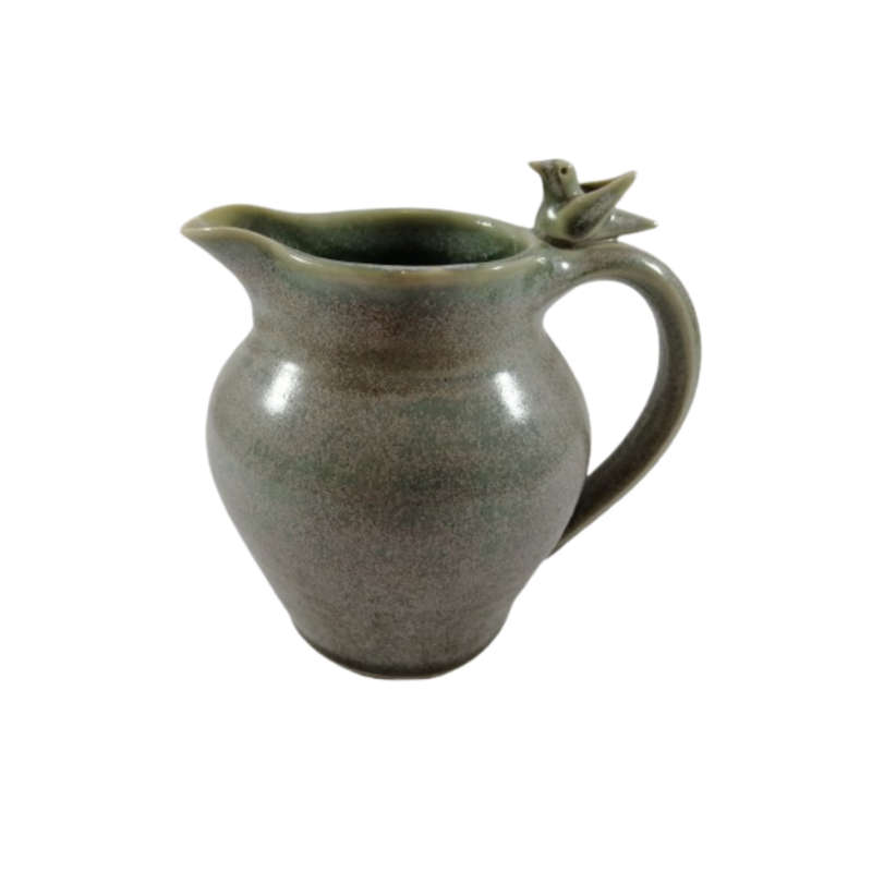 Green Glazed pottery Hand Made Tea Pot Milk Jug and Sugar Bowl