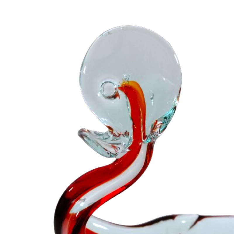 Art Glass Large Red Duck Swan Glass Bowl