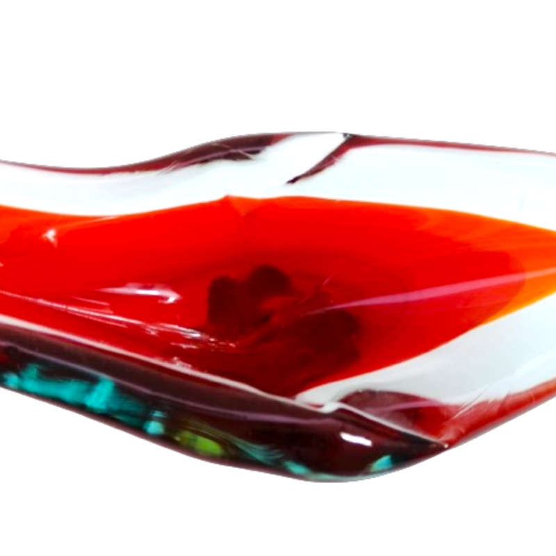 Art Glass Large Red Duck Swan Glass Bowl
