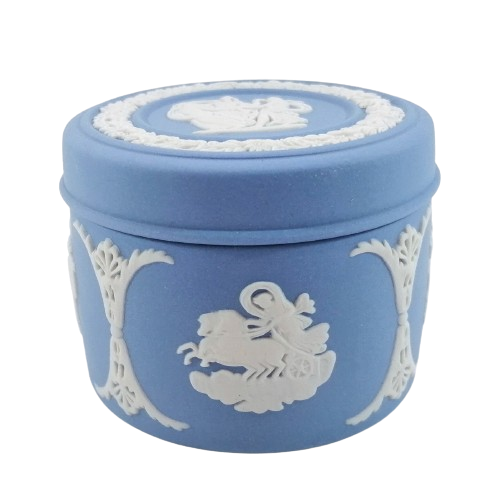 Wedgwood Jasper Blue Round Trinket Dish with Lid