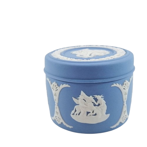Wedgwood Jasper Blue Round Trinket Dish with Lid