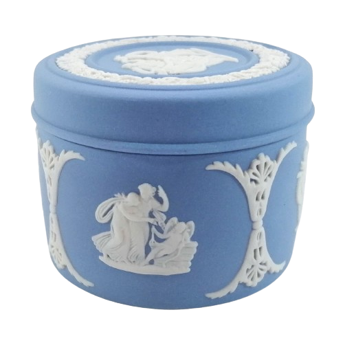 Wedgwood Jasper Blue Round Trinket Dish with Lid