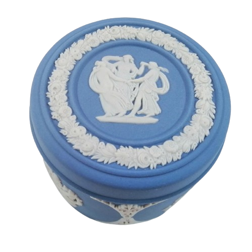 Wedgwood Jasper Blue Round Trinket Dish with Lid