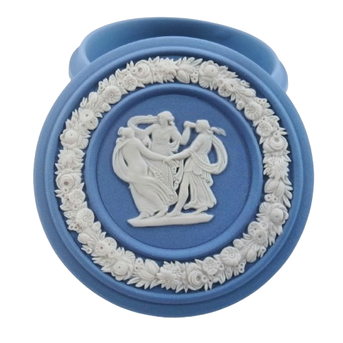 Wedgwood Jasper Blue Round Trinket Dish with Lid