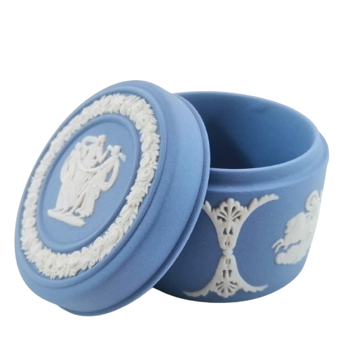Wedgwood Jasper Blue Round Trinket Dish with Lid