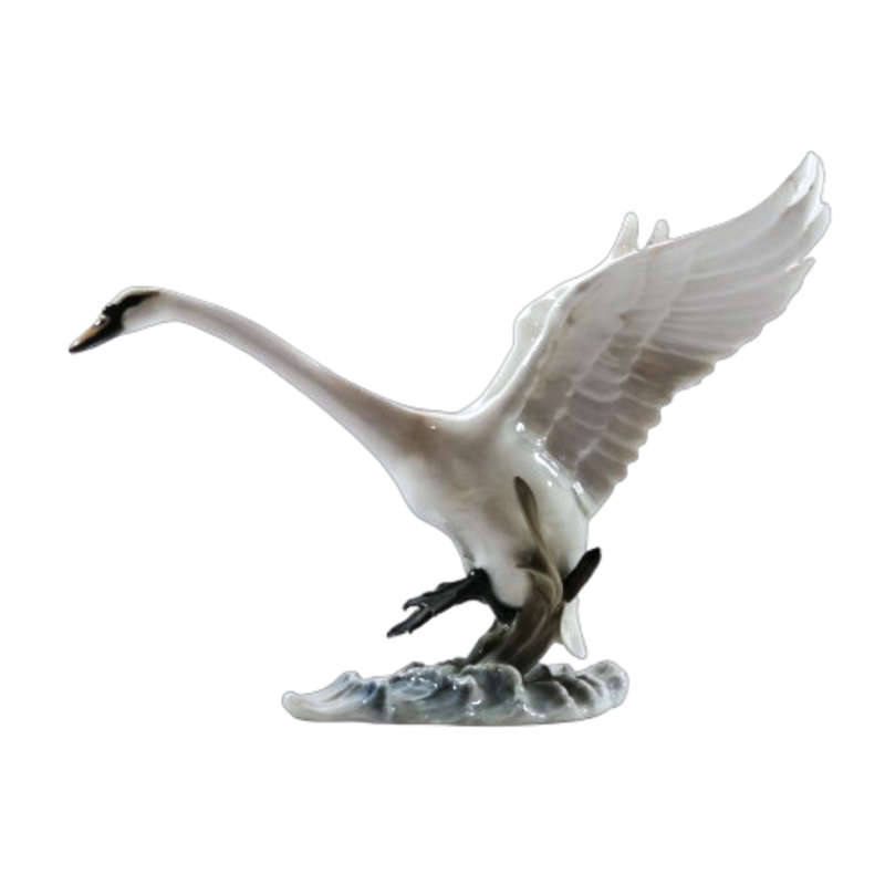 Hutschenreuther Vintage Porcelain `Swan in Flight` by artist Hans Achtziger
