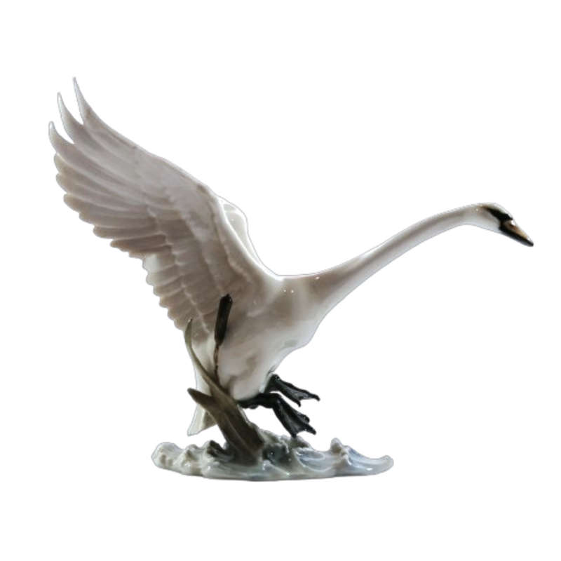Hutschenreuther Vintage Porcelain `Swan in Flight` by artist Hans Achtziger