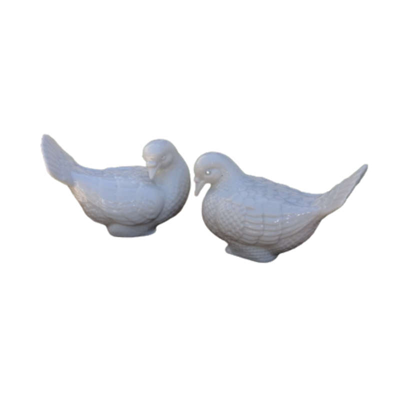 White Blanc de Chine Porcelain Doves