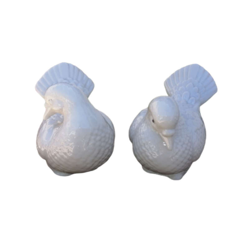 White Blanc de Chine Porcelain Doves