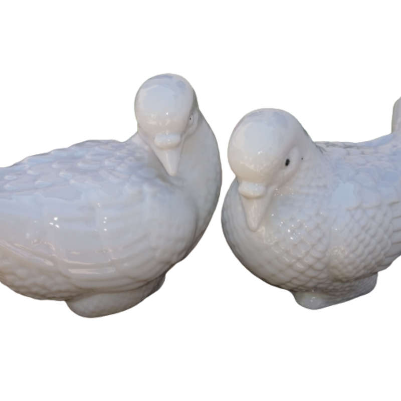 White Blanc de Chine Porcelain Doves