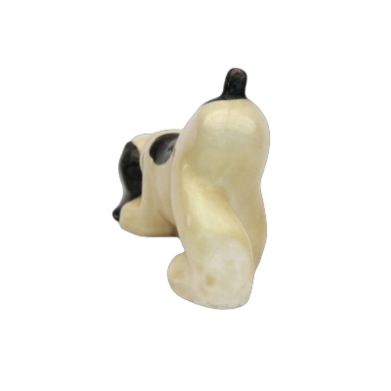 Black and White Basset Hound  Vintage Porcelain