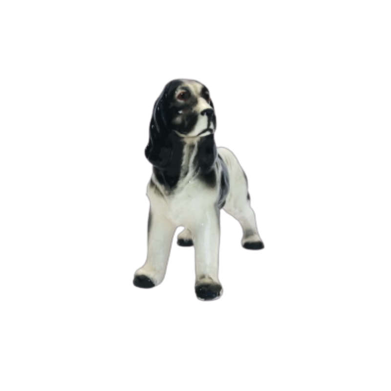 Black and White Cocker Spaniel Vintage Porcelain