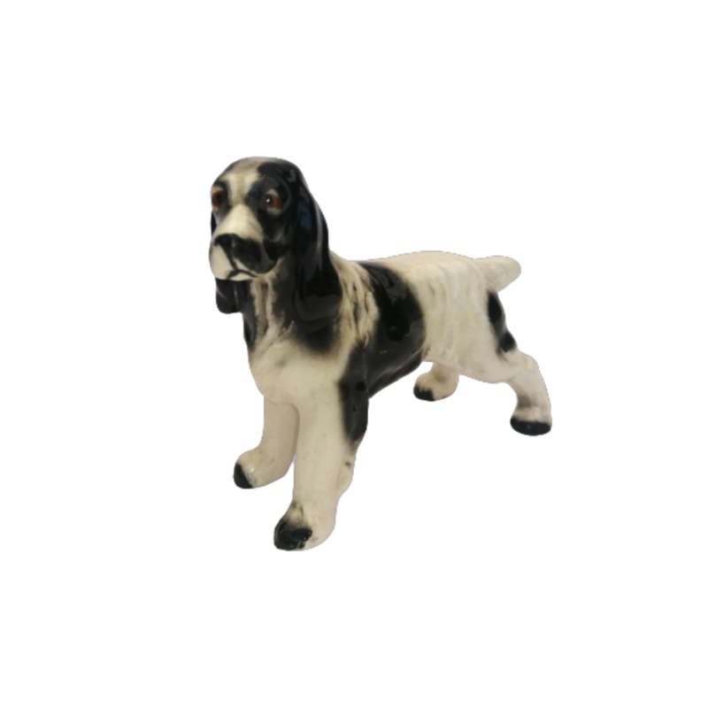 Black and White Cocker Spaniel Vintage Porcelain