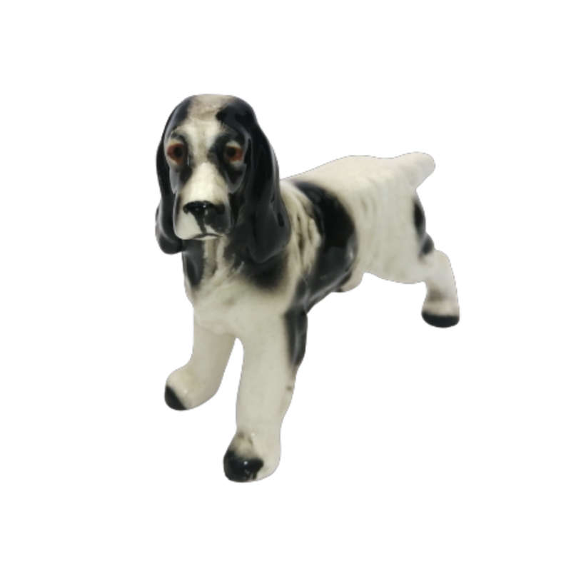 Black and White Cocker Spaniel Vintage Porcelain