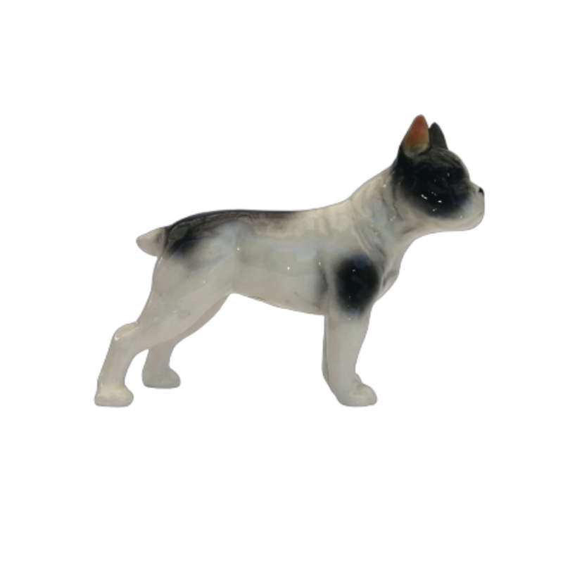 Black and White French Bulldog Vintage Porcelain