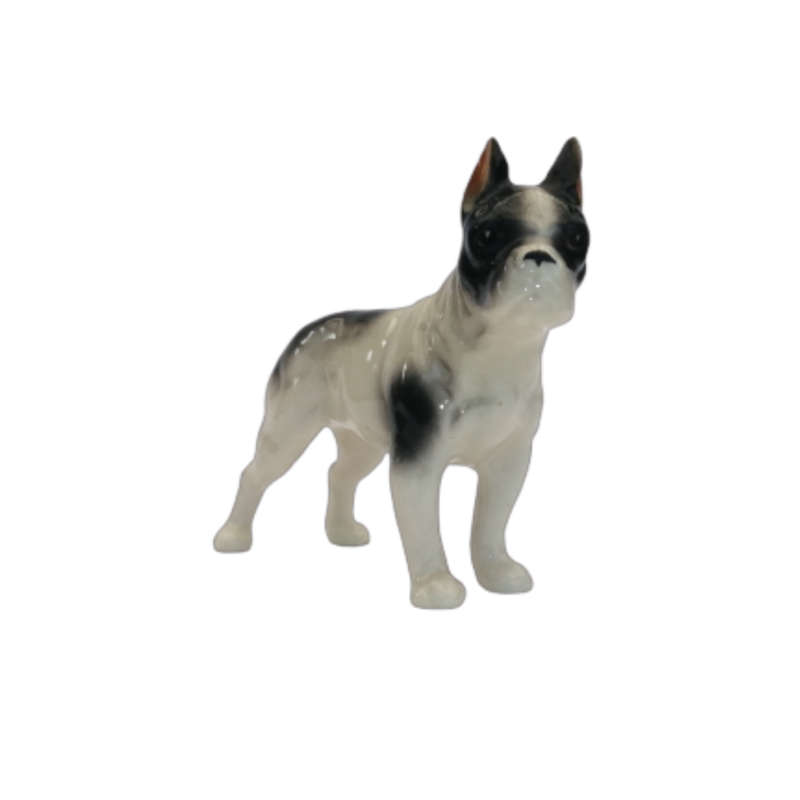 Black and White French Bulldog Vintage Porcelain
