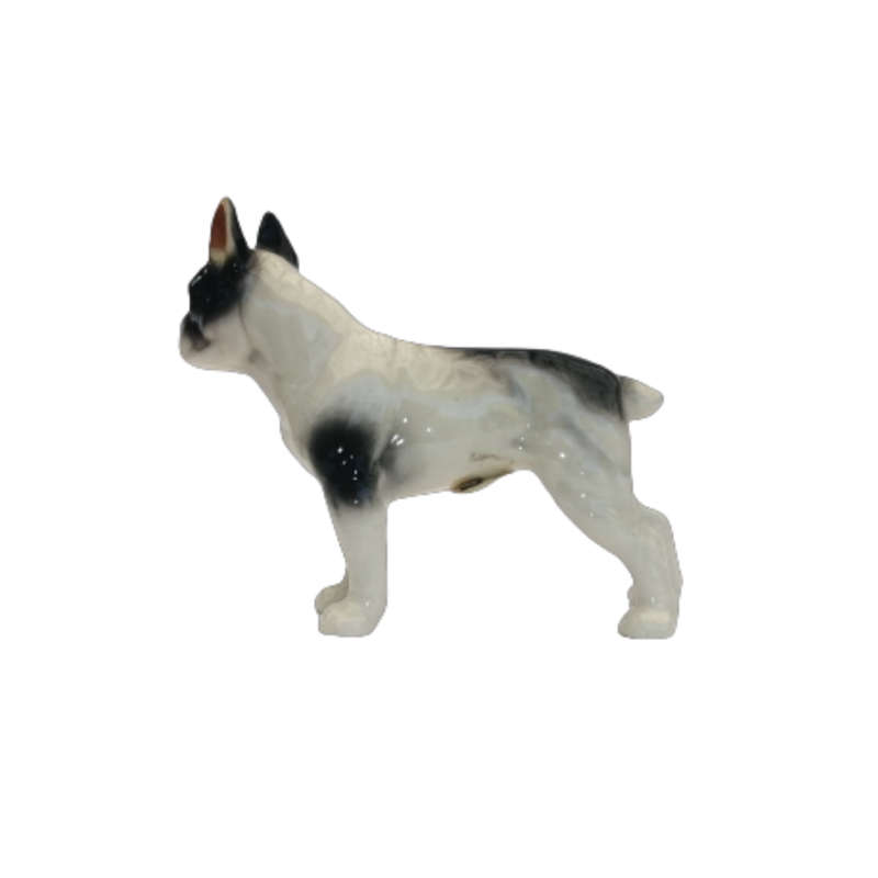 Black and White French Bulldog Vintage Porcelain
