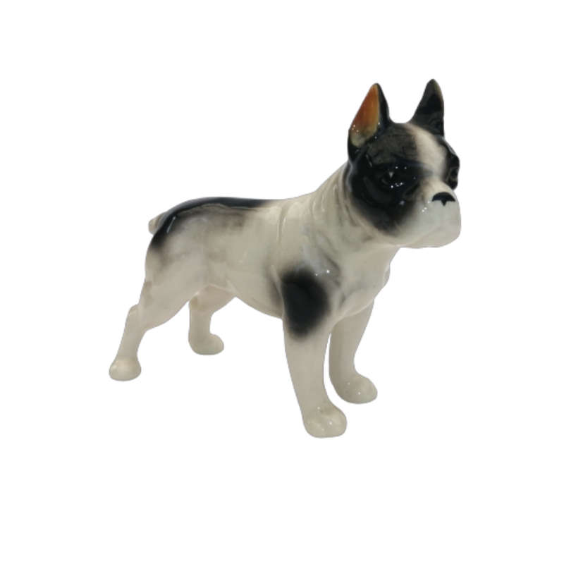 Black and White French Bulldog Vintage Porcelain