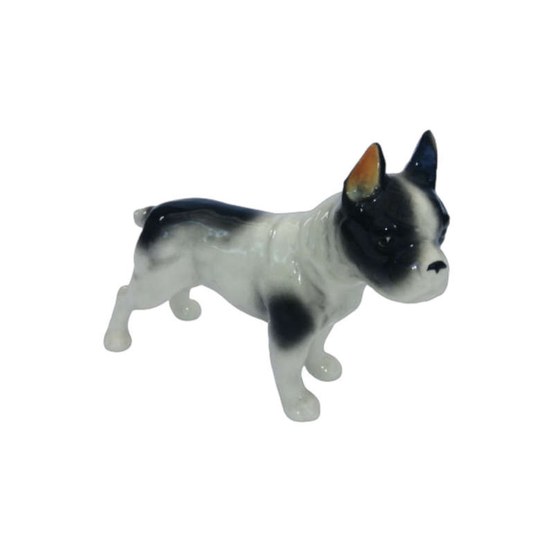Black and White French Bulldog Vintage Porcelain