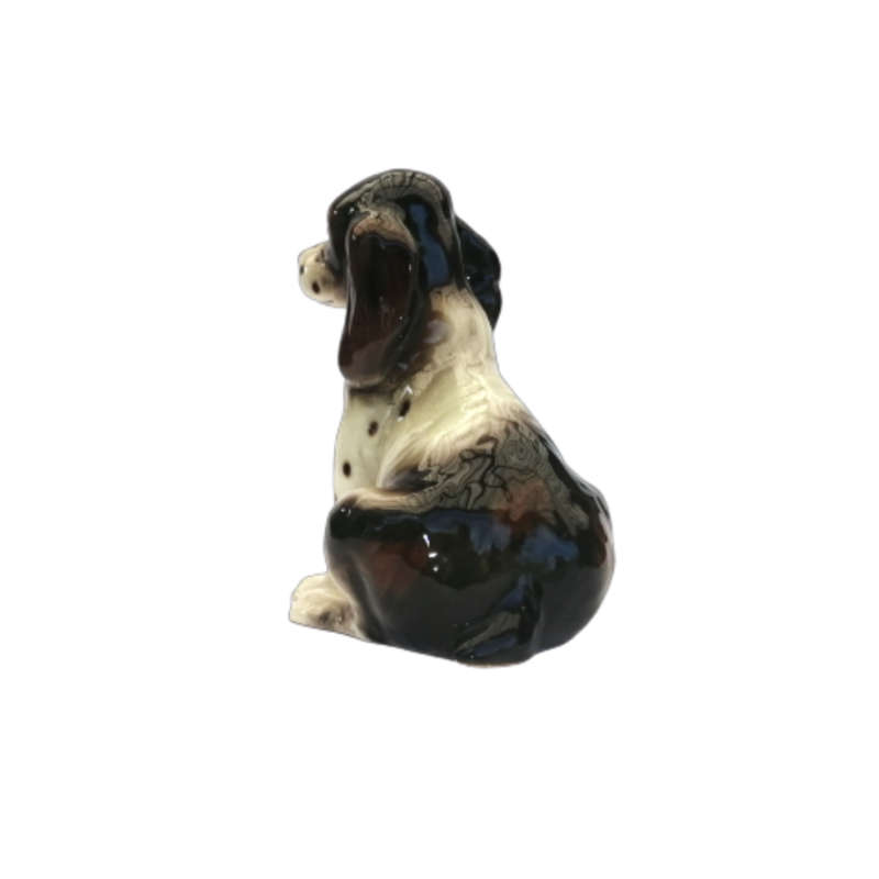 Black and White Sitting Cocker Spaniel Vintage Porcelain