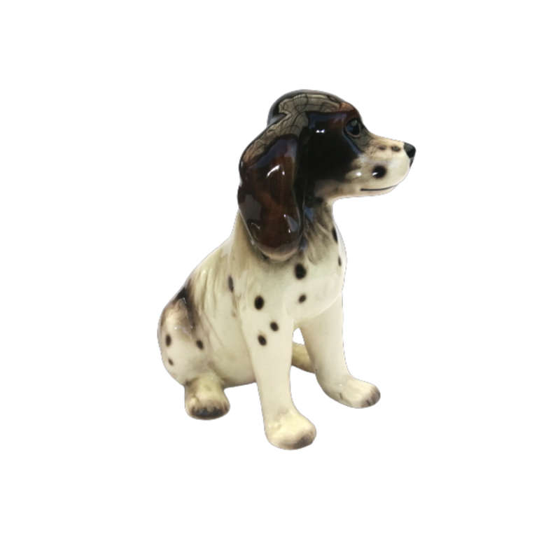 Black and White Sitting Cocker Spaniel Vintage Porcelain