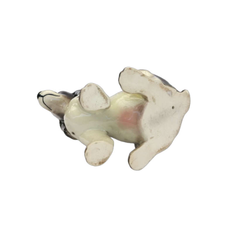 Black and White Sitting Cocker Spaniel Vintage Porcelain