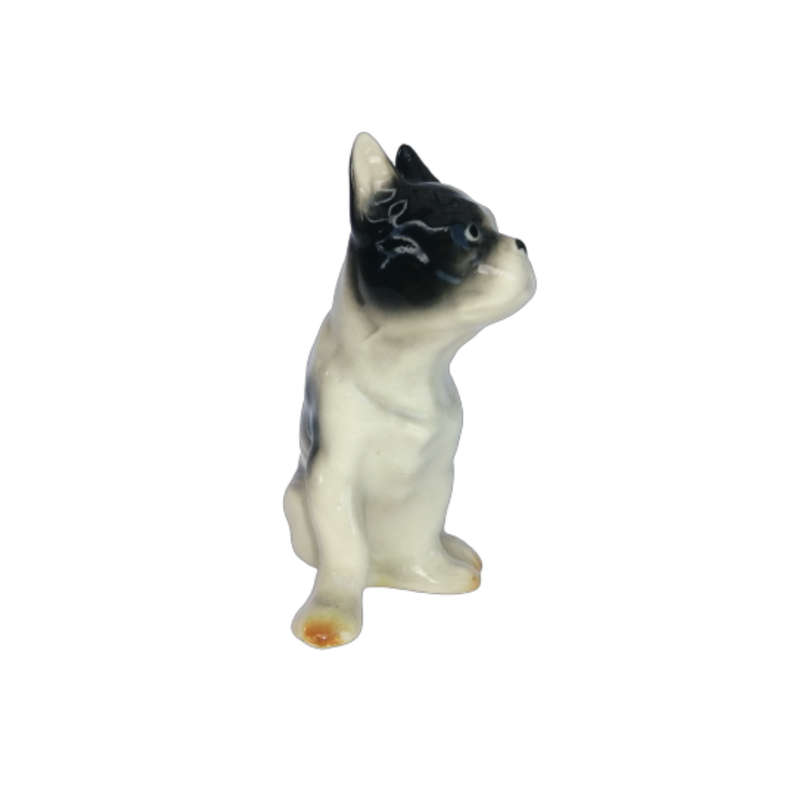Black and White Sitting French Bulldog Vintage Porcelain