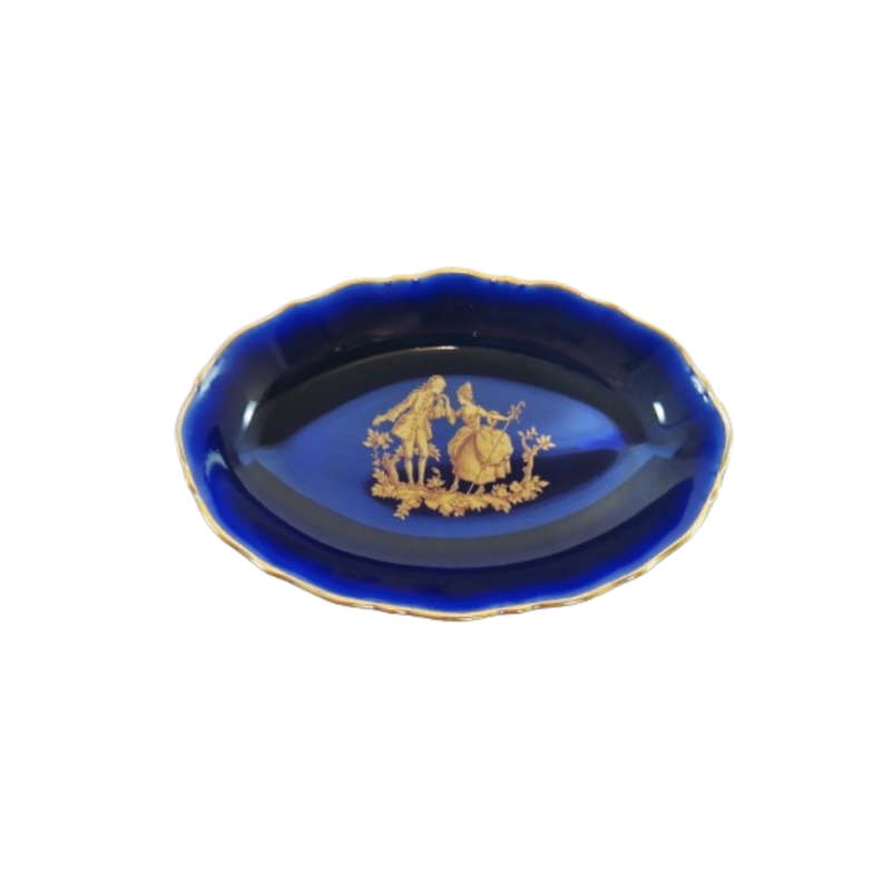 Limoges France Echt Cobalt Blue and 22k Gold Oval Dish