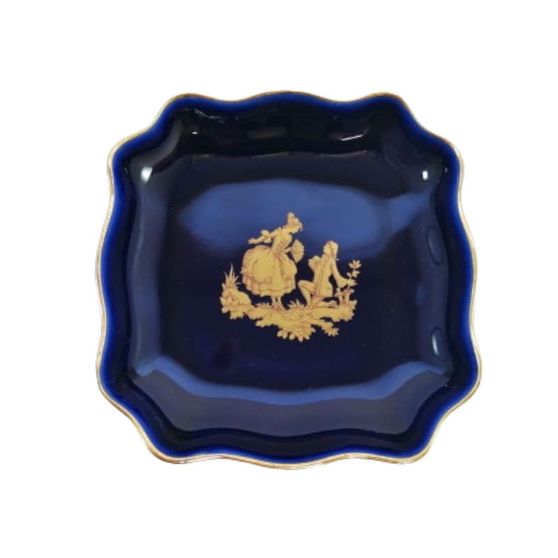 Limoges France Echt Cobalt Blue and 22k Gold Square Dish