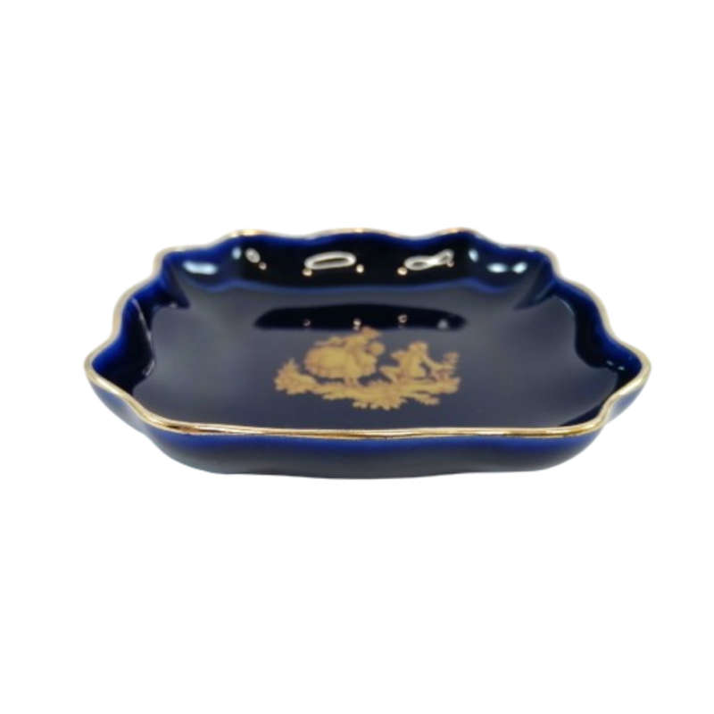 Limoges France Echt Cobalt Blue and 22k Gold Square Dish