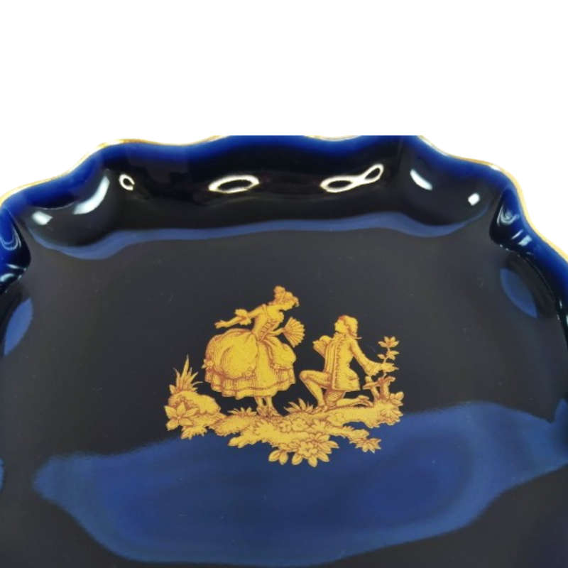 Limoges France Echt Cobalt Blue and 22k Gold Square Dish