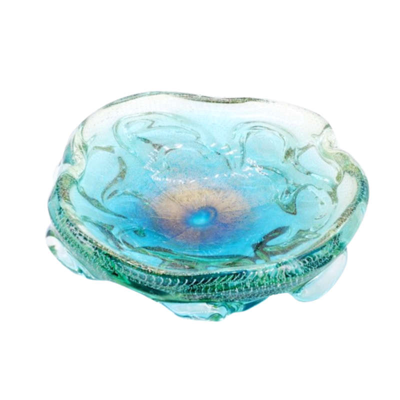Murano Beautiful Large Seguso mid century aqua-shaded bowl