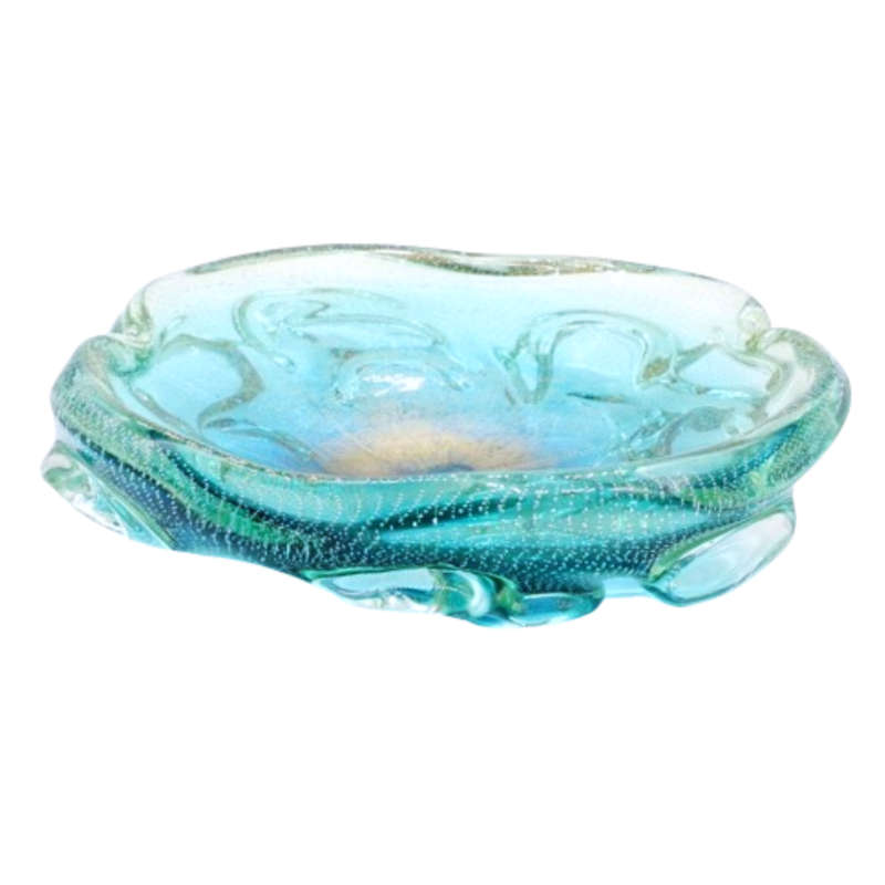 Murano Beautiful Large Seguso mid century aqua-shaded bowl