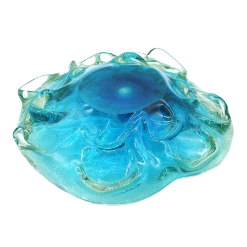 Murano Beautiful Large Seguso mid century aqua-shaded bowl