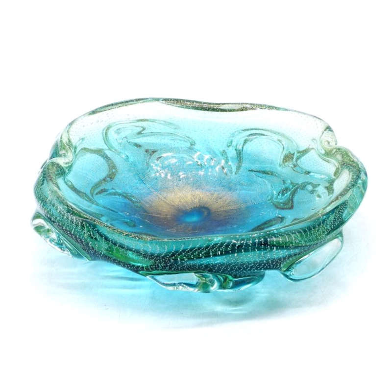Murano Beautiful Large Seguso mid century aqua-shaded bowl