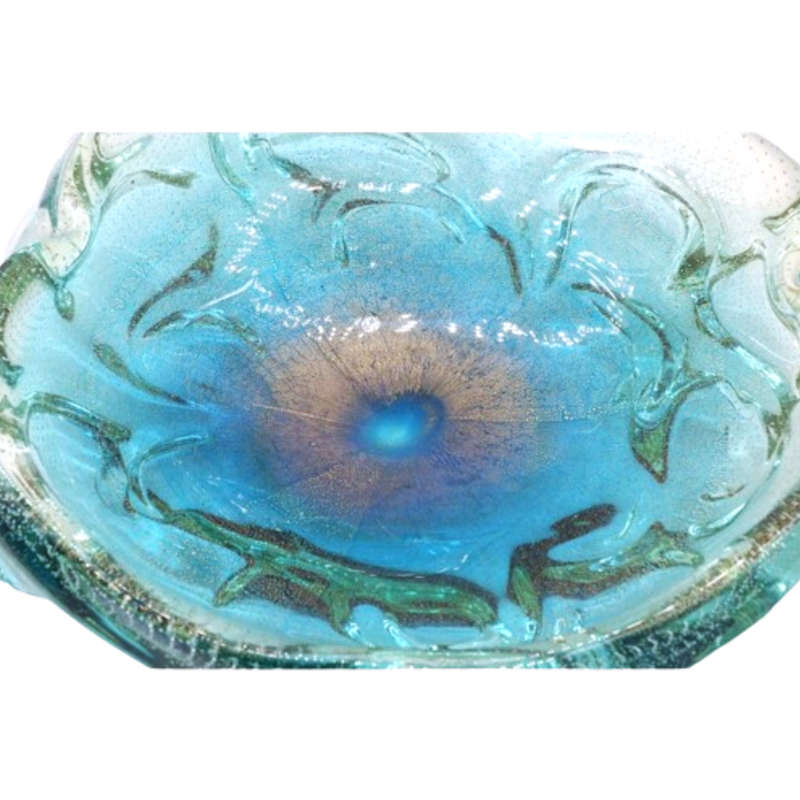 Murano Beautiful Large Seguso mid century aqua-shaded bowl