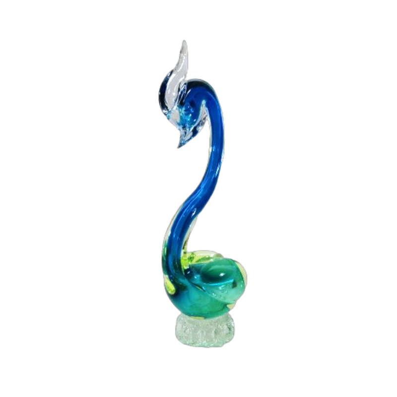 Murano Hand Blown Blue Green and Yellow Swan