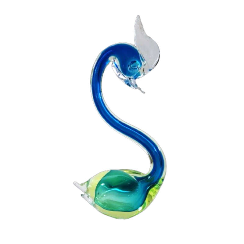 Murano Hand Blown Blue Green and Yellow Swan