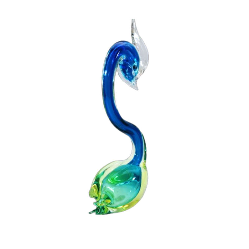 Murano Hand Blown Blue Green and Yellow Swan