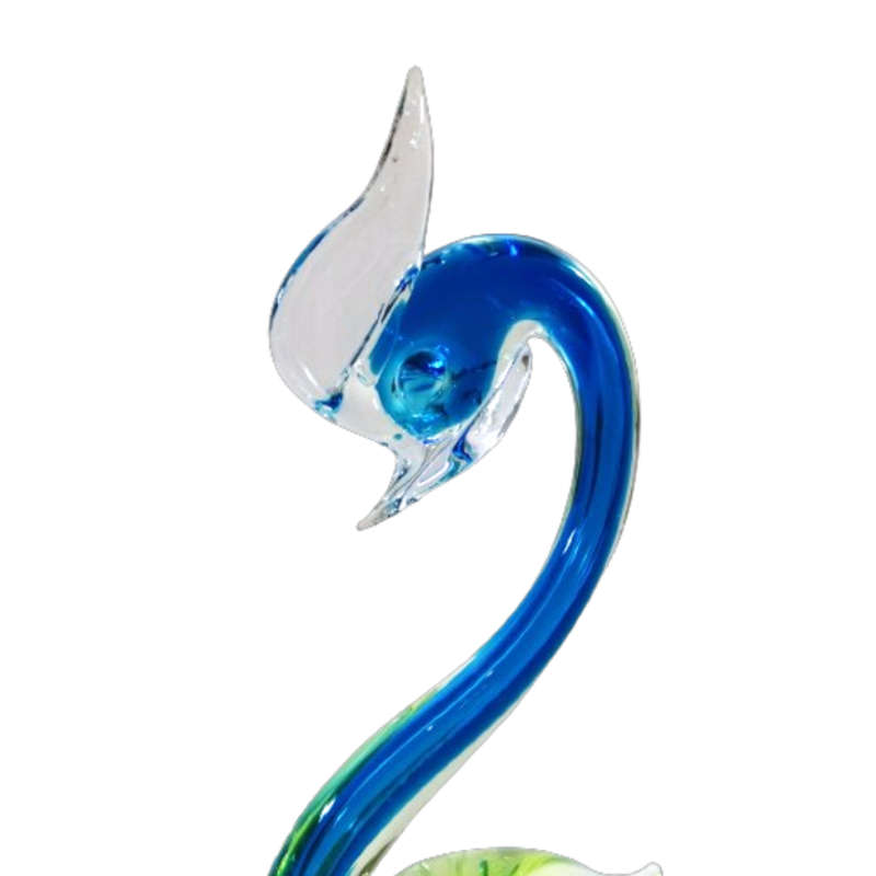 Murano Hand Blown Blue Green and Yellow Swan