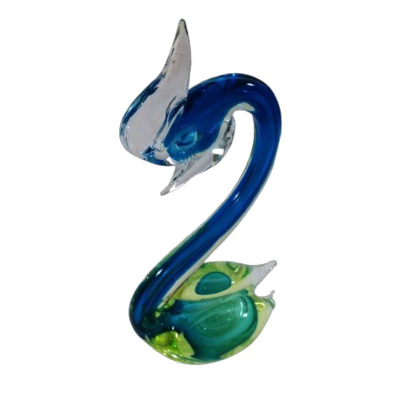 Murano Hand Blown Blue Green and Yellow Swan