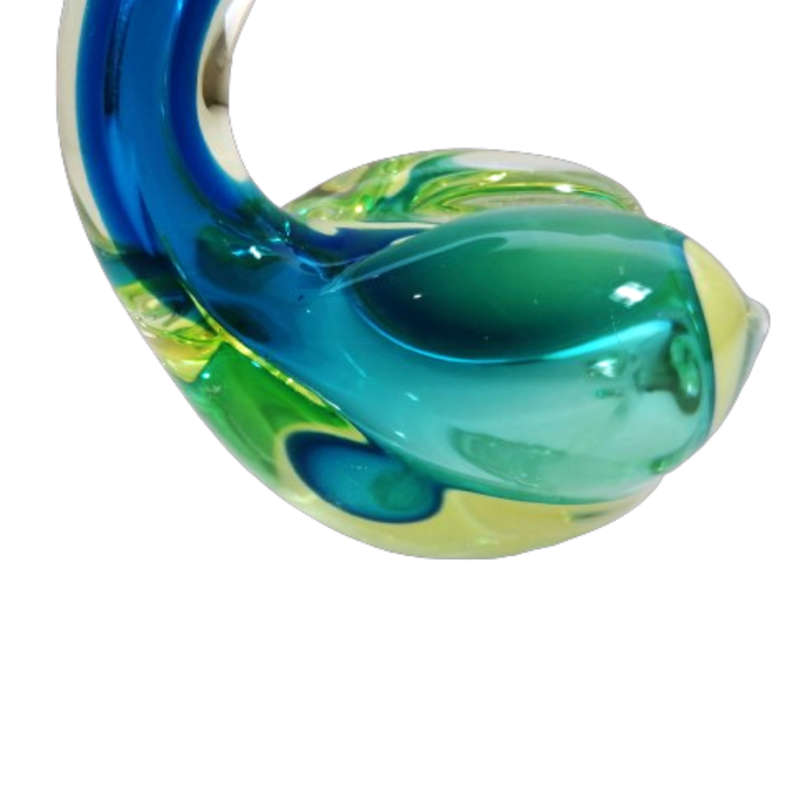 Murano Hand Blown Blue Green and Yellow Swan
