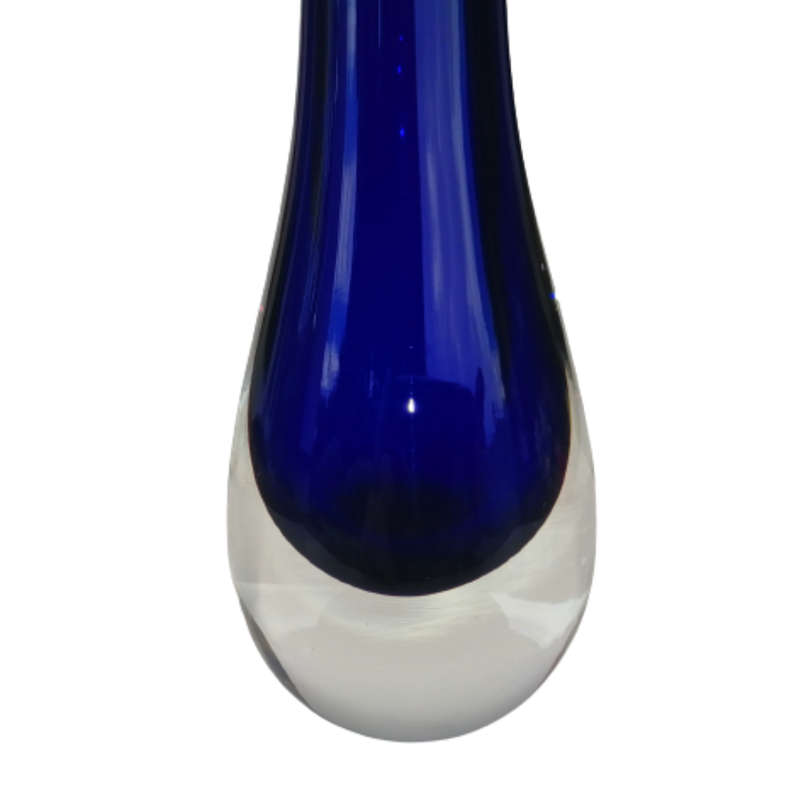 Murano Sommerso Tall Blue and Clear Vase
