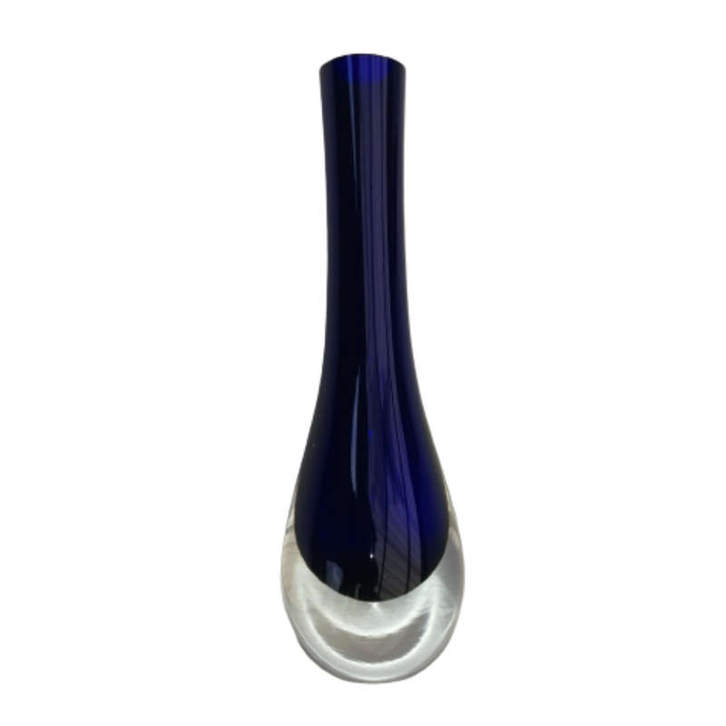 Murano Sommerso Tall Blue and Clear Vase